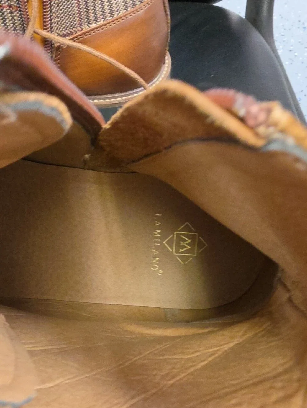 Milano Brown Leather Plaid Combat Boots